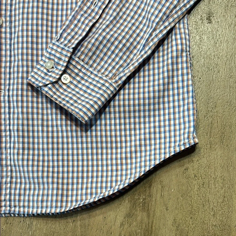 Banana Republic Blue and Peach, White Casual Button Down Shirt